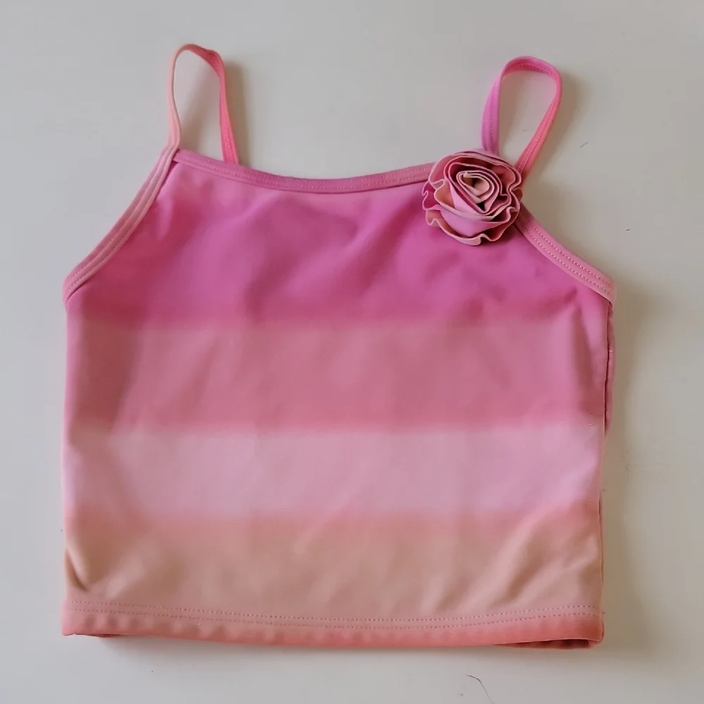 Wonder Nation Toddler Girls Ombre Tankini Swim Top Rose Detail Size 4T
